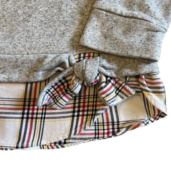 IZOD Women's Long Sleeve Tie-Front 2-Fer Sweatshirt Plaid Underlay Size XXL - Picture 2 of 10